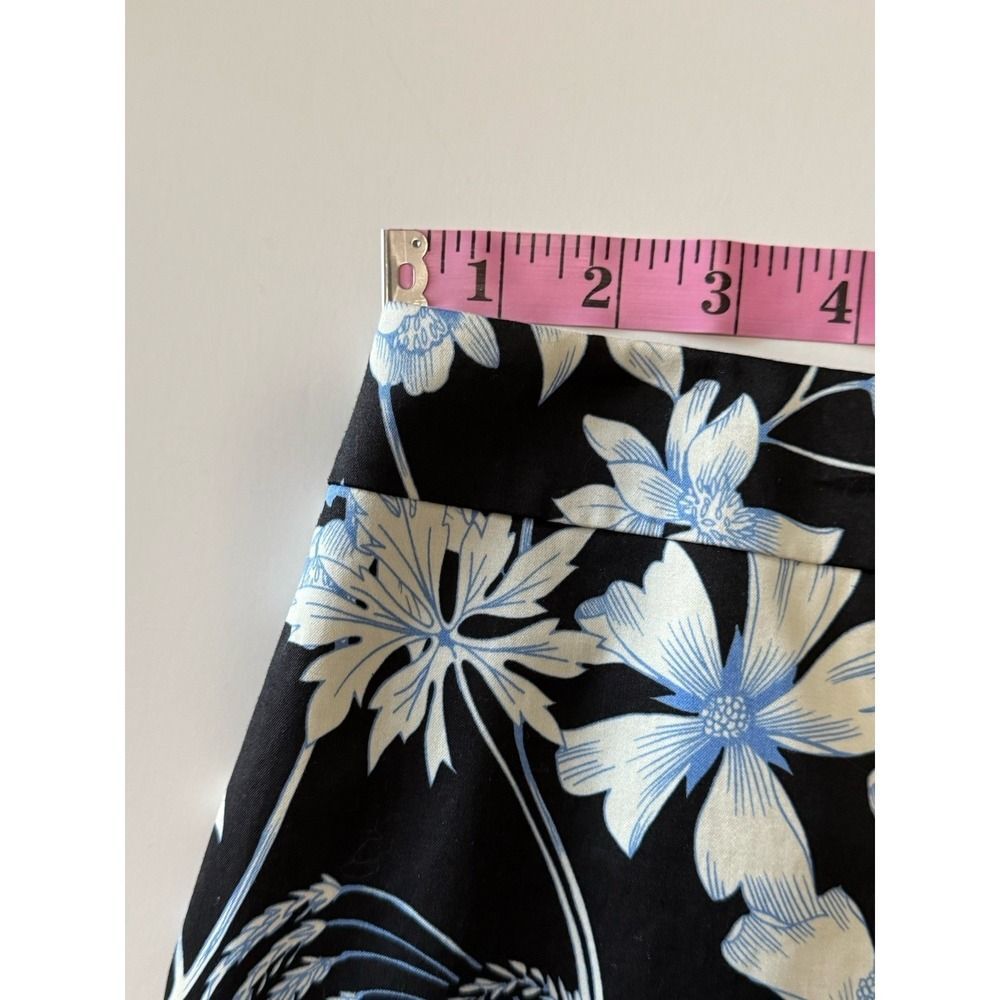 TALBOTS Garden Floral Pencil Skirt Sateen Office Career Knee Black Blue 16 Pet - Picture 11 of 16